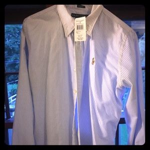 NWT Ralph Lauren blue pinstripe oxford!!!